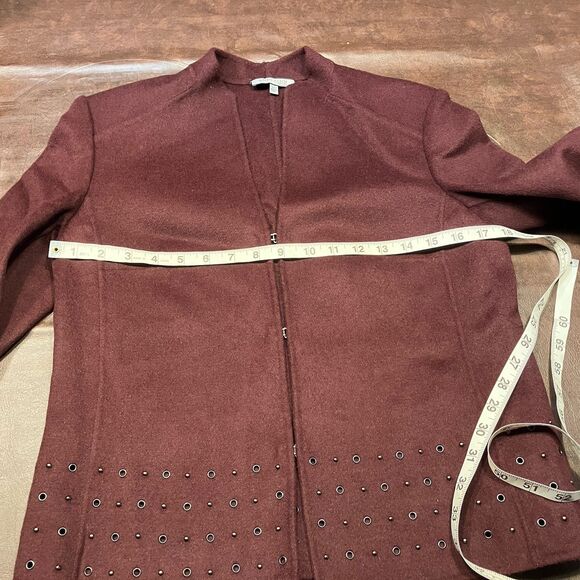 Anne Klein Wool Blend Studded Blazer Jacket Coat Sz PS Maroon‎ Classic Career - Picture 14 of 15